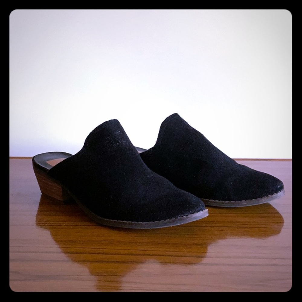 Black suede Dolce Vita slip ons
